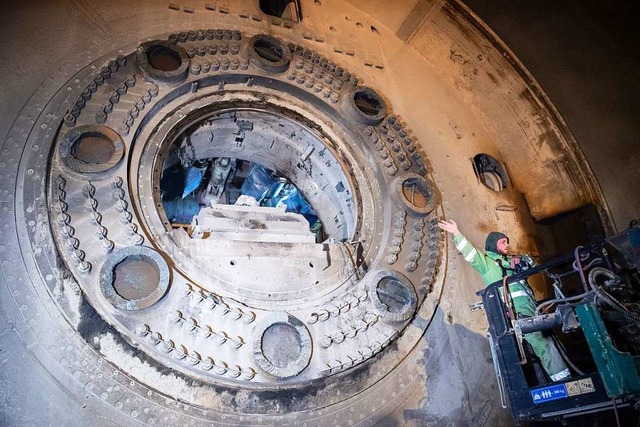 Abbau der S-21-Tunnelbohrmaschine  | Foto: Tom Weller (dpa)
