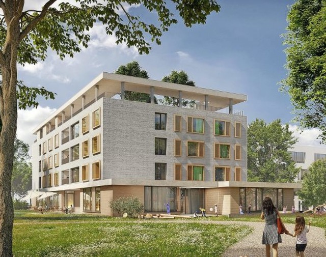So soll das neue Elternhaus   neben de...er Universitts-Kinderklinik aussehen.  | Foto: Renderbar 3d-Visualisierungen Stuttgart