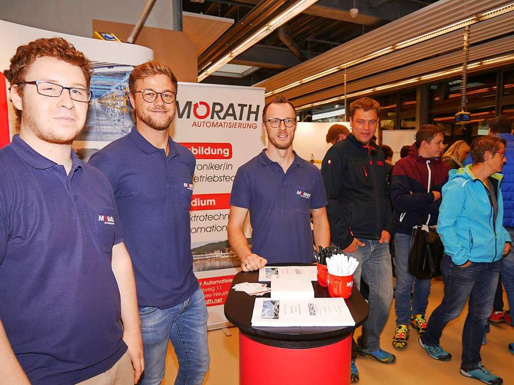 Sie warben fr Morath Automatisierungs (von links): Auszubildender Sebastian Ruckes, Student Lucas Gottschalk und  Ausbilder Matthias Weidinger.
