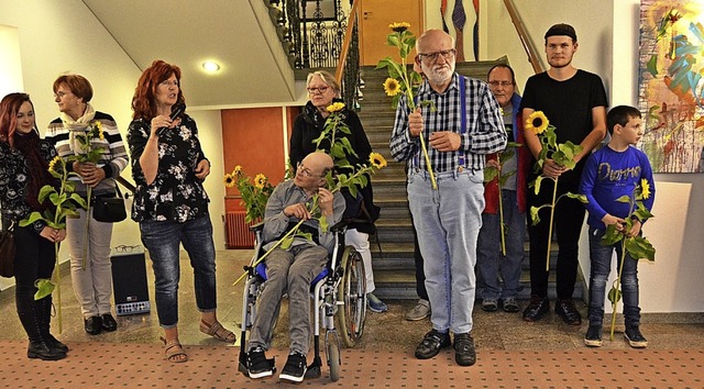 Blumen fr die Kreativen gab es zur Erffnung.   | Foto: Danielle Hirschberger