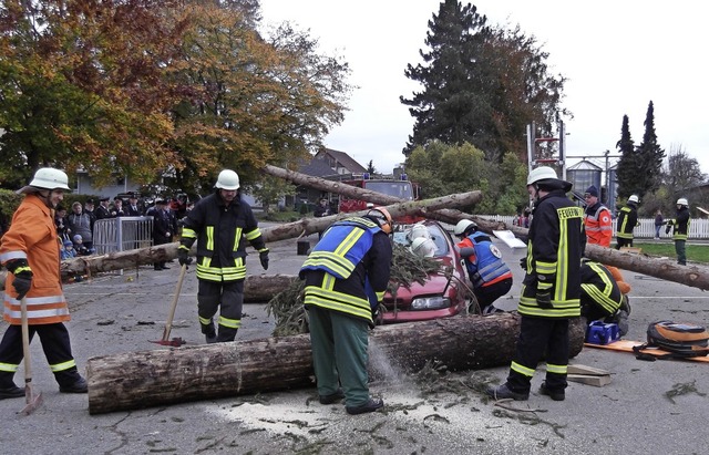 Herbstabschlussprobe der Feuerwehr Ewa...sonen wurden vom DRK Wutach versorgt.   | Foto: Gertrud Rittner