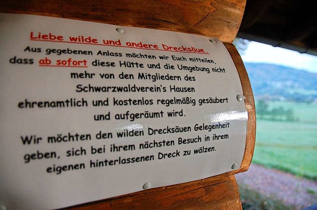 Der Schwarzwaldverein Hausen mchte ni... einigen Tagen an der Niederberghtte.  | Foto: Angelika Schmidt