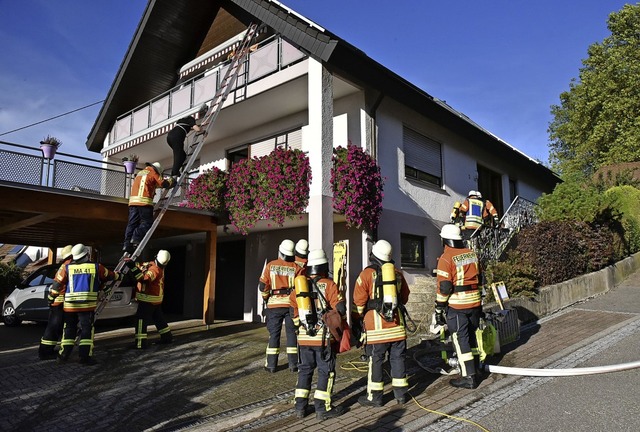 Ein Wohnungsbrand in einem Wohnhaus fo...eute  bei der diesjhrigen Hauptbung.  | Foto: Benedikt Sommer