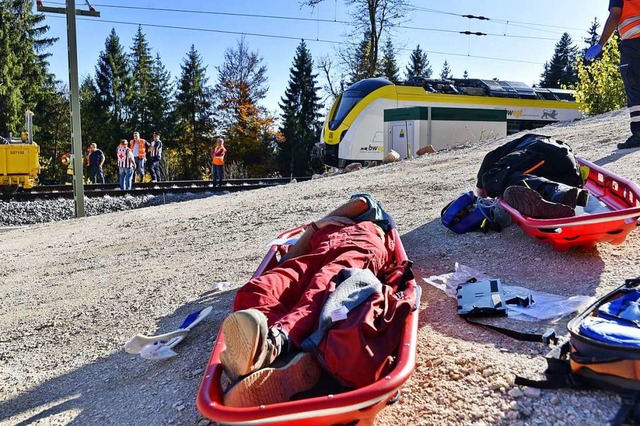 Eine Katastrophe auf der Bahnstrecke z... auf den Abtransport  in die Kliniken.  | Foto: Philippe Thines