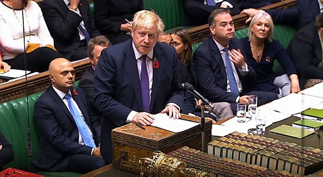 Premierminister Boris Johnson im britischen Unterhaus  | Foto: House Of Commons (dpa)