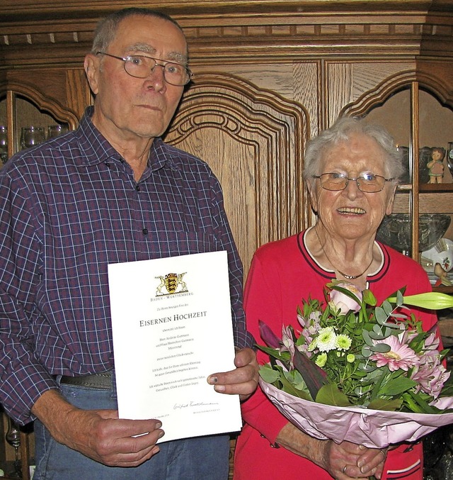 65 Jahre verheiratet: Andreas und Hannelore Gutmann  | Foto: Manfred Lange