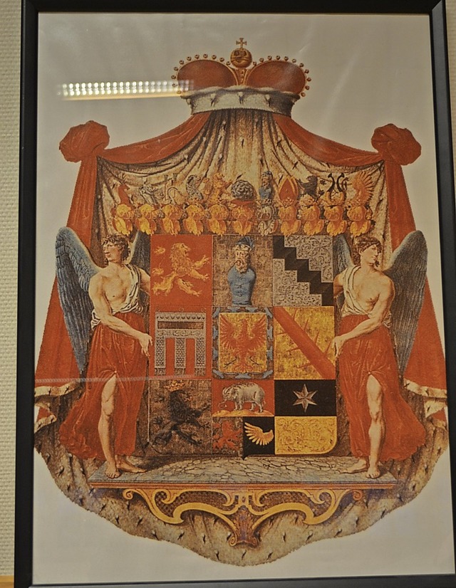 Ein Wappen mit den Emblemen aller Linien des Gesamthauses Frstenberg von 1814.   | Foto: Liane Schilling