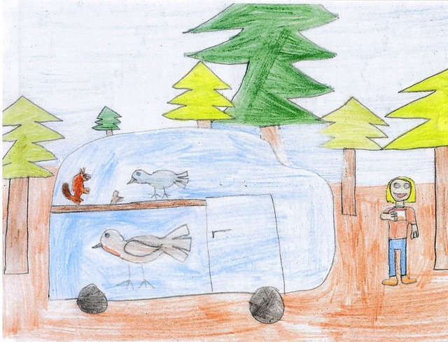 Zisch-Reporterin Greta Heilig hat pass...ber das Waldmobil dieses Bild gemalt.  | Foto: Privat