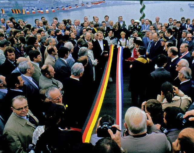 Ein geschichtstrchtiges  Ereignis: di... Palmrainbrcke am 29. September 1979   | Foto: Stadtarchiv Weil am Rhein