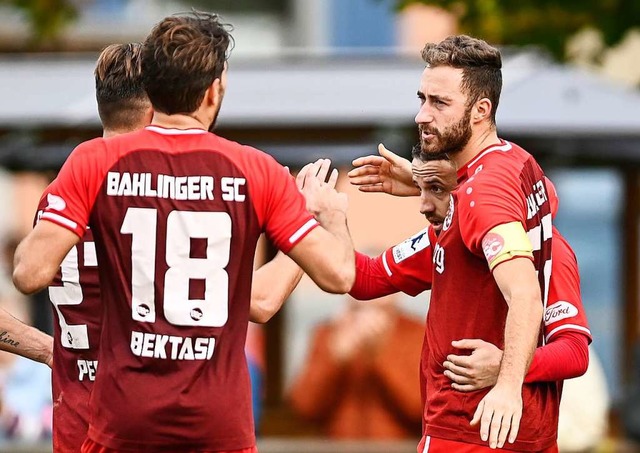 Bahlinger Jubel beim Spiel gegen den FC Gieen.  | Foto: Patrick Seeger
