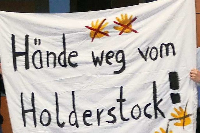 Protestplakat gegen ein Klinikum am Standort Holderstock  | Foto: Helmut Seller