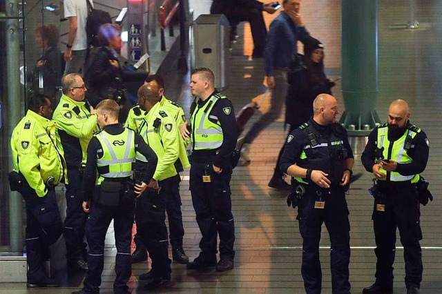 Ein Groaufgebot an Sicherheitskrften war am Amsterdamer Flughafen im Einsatz  | Foto: Peter Dejong (dpa)