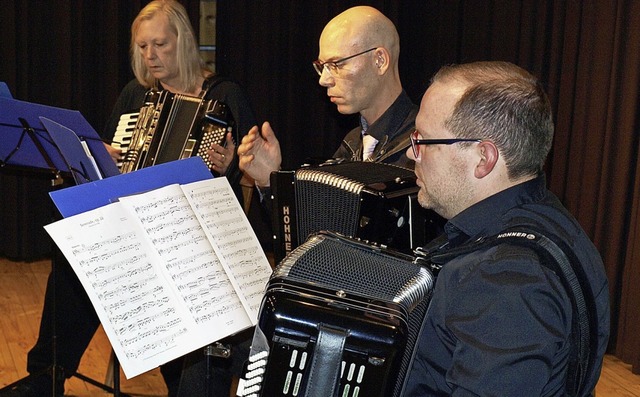 Das Harmonika-Orchester bei seinem Konzert in der SVI-Halle  | Foto: Paul Schleer