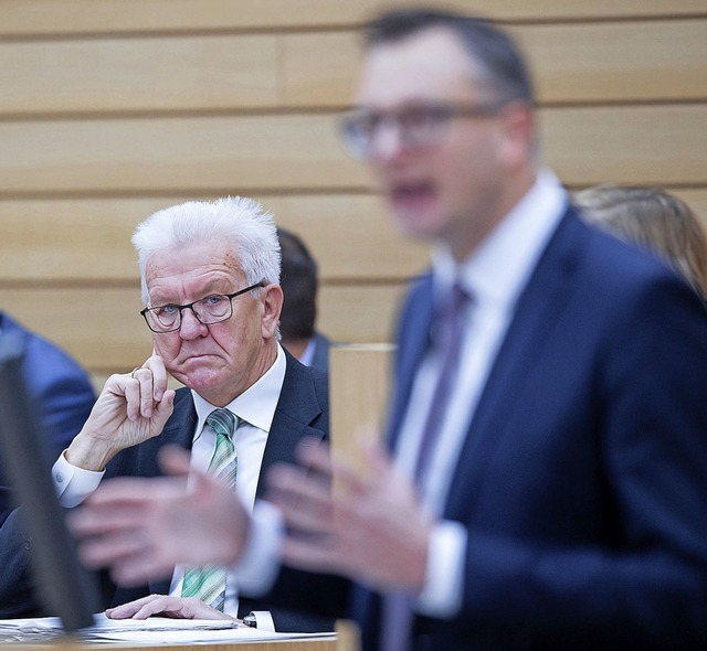Hoffen auf die eigenen Leute: Minister...Grnen-Fraktionschef Andreas Schwarz.   | Foto: Tom Weller (dpa)
