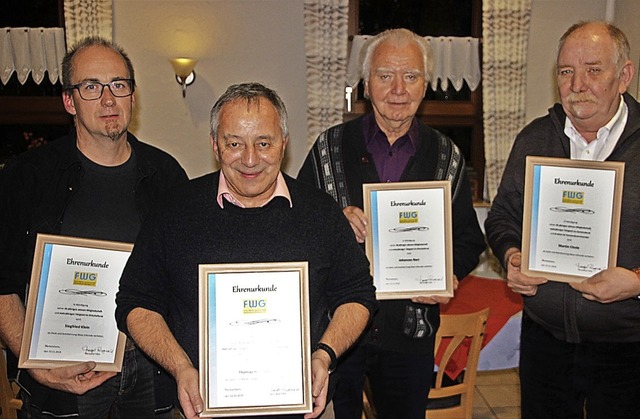 115 Jahre Treue  weist das Quartett mi..., Johannes Narr und Martin Clesle auf.  | Foto: Werner Schnabl