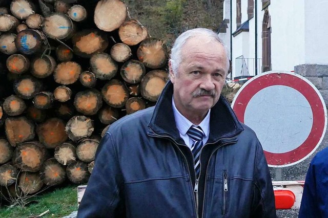 Clemens Ruch vor einem  Polder zum Schutz vor Blockschlag  | Foto: Dirk Sattelberger