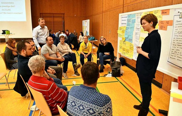 In der Waldmattenhalle wurde fleiig ber die Zukunft Oberweiers diskutiert.  | Foto: Wolfgang Knstle