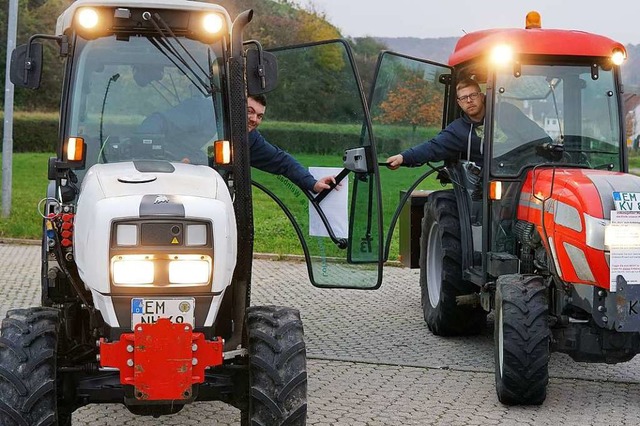 Niklas Henninger (links) und Kevin Vog...re Fahrt nach Berlin am Sonntagmorgen.  | Foto: Jrgen Schweizer