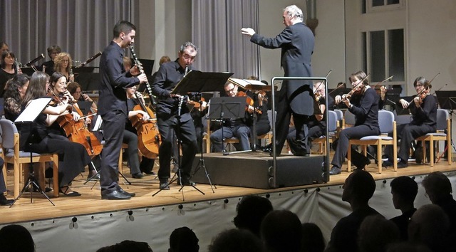 Das Sinfonieorchester Emmendingen mit ...usverkauften Steinhalle  Glanzpunkte.   | Foto: Georg Vo