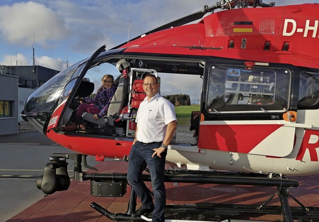 Hannah Stefan durfte bei ihrem Besuch ...Hubschrauber Christoph 11 besichtigen.  | Foto: Sandra Stefan