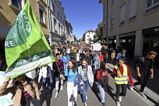 Am 20. September zogen 1500 Jugendlich...hsene beim Klimastreik durch Lrrach.   | Foto: Jonas Hirt