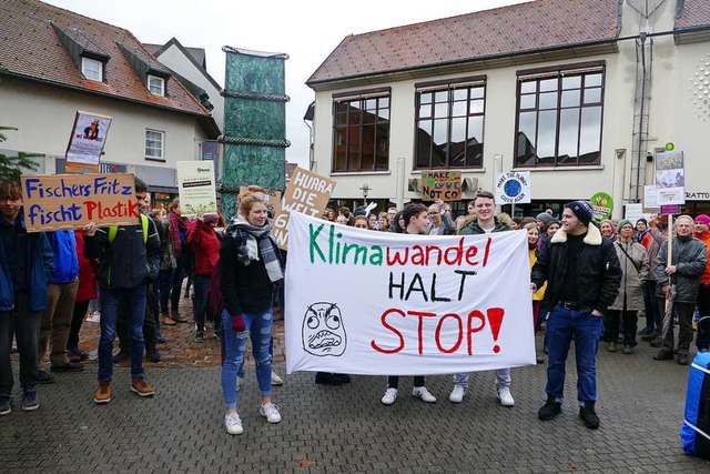 150 Schler und Vertreter von Umweltor...&#8220;-Demonstration in Bad Sckingen  | Foto: Elias Hinnenberger