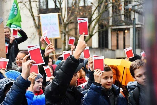 Rund 400 Menschen nehmen an der Klima-Demo in Lrrach teil