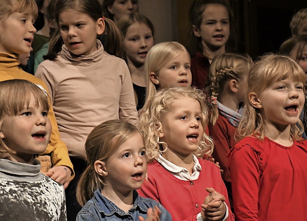 Singen macht glücklich &#8211; das sah man den Kindern an.  | Foto: Barbara Ruda