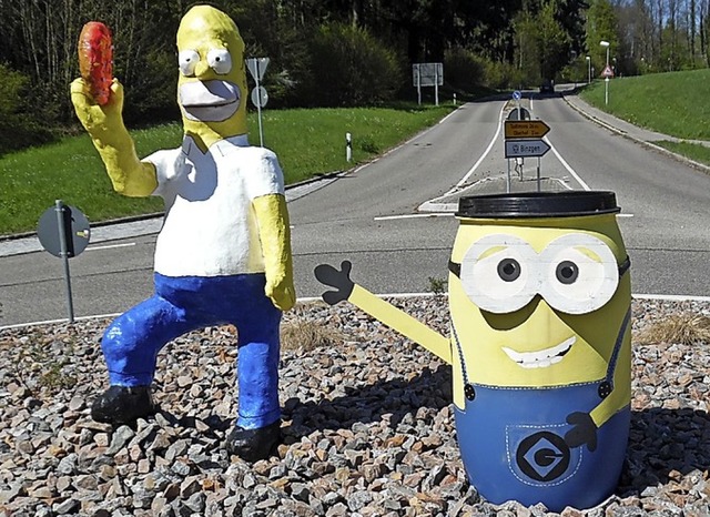 Ein Traumpaar aus frherer  Zeit: Minion Bob und Homer Simpson  | Foto: bz