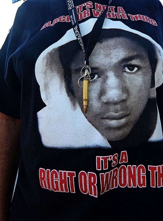 Pulli mit Bild des erschossenen Teenagers Trayvon Martin  | Foto: FREDERIC J. BROWN (AFP)