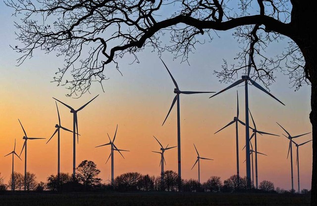 Von derart vielen Windrdern wie hier ...urg kann man bei Badenova nur trumen.  | Foto: Patrick Pleul (dpa)