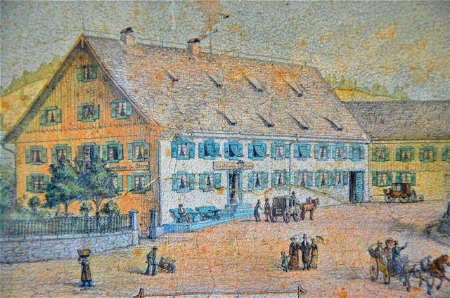 Der &#8222;hochverrterische&#8220; Wi...Gasthaus Sternen um (Ansicht um 1860).  | Foto: Archiv Zapf