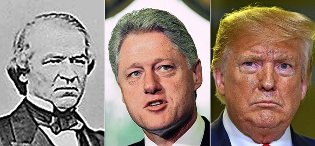 Drei US-Prsidenten, drei Impeachment-...Johnson, Bill Clinton und Donald Trump  | Foto: CHUCK KENNEDY, MANDEL NGAN, MATHEW BRADY (AFP)