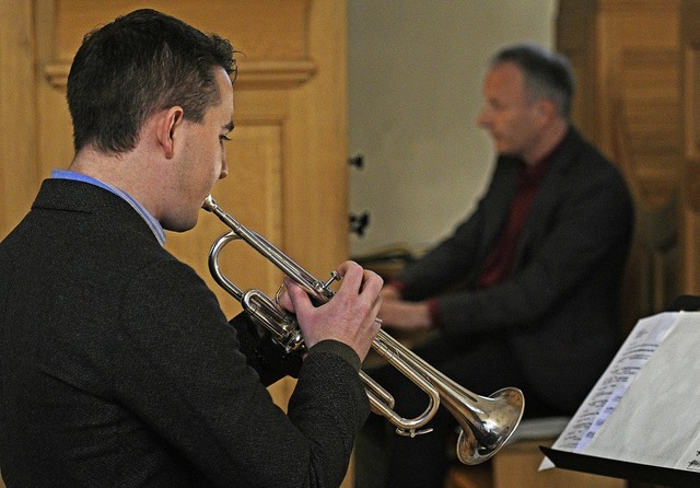Benedikt Wernert (Trompete) und Eugen ...gel) gaben ein Konzert in Friesenheim.  | Foto: Bettina Schaller