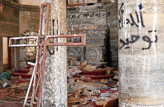Blick in eine vom IS beschdigte  Kirche im irakischen  Batnaya (2016)  | Foto: Open Doors