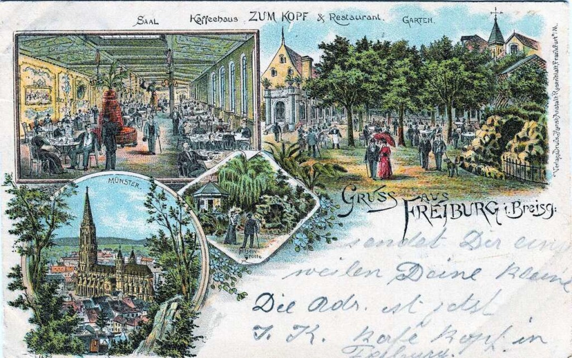 Die historische Postkarte zeigt das einstige &#8222;Kaffeehaus zum Kopf&#8220;.  | Foto: Archiv Hans-Jürgen Oehler