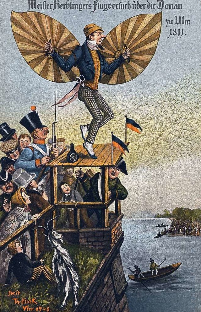 Eine Darstellung von 1908 zeigt den berflieger vor dem Absprung.  | Foto: PR