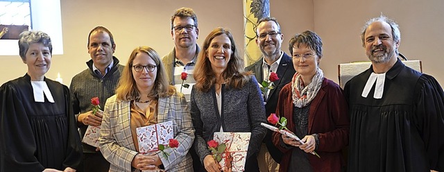 Die knftigen Kirchenltesten der evan...Ines Steger und Pfarrer Paul Wassmer.   | Foto: Gabriele Rasenberger