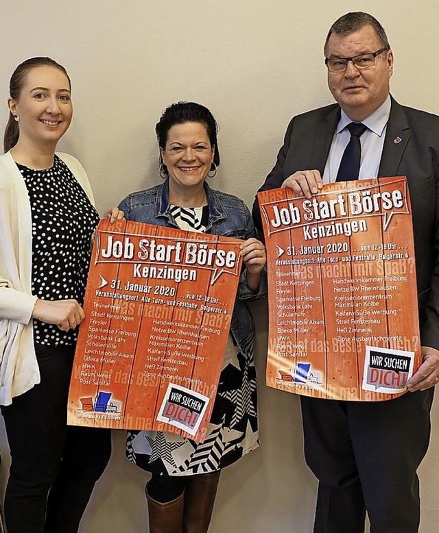 Tamara Ortmann, Tatjana Krger und  Ma...jan freuen sich auf die Jobstarbrse.   | Foto: Michael Haberer