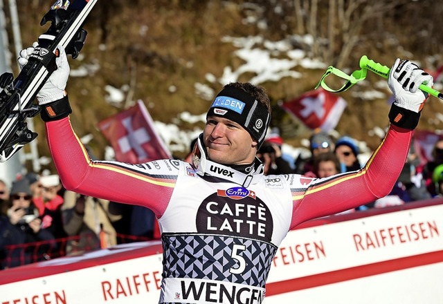Thomas Dreen bejubelt seinen dritten Platz.  | Foto: Marco Tacca (dpa)