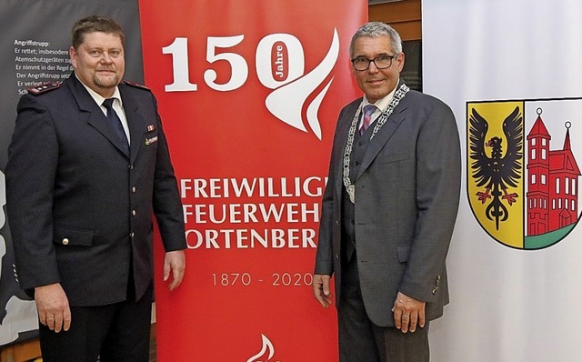 Brgermeister Markus Vollmer (rechts) ...jahrsempfangs der Gemeinde Ortenberg.   | Foto: Winfried Kninger