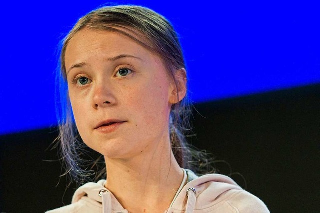 Greta Thunberg fordert beim Weltwirtsc...m, Klimaschutzplne sofort umzusetzen.  | Foto: Alessandro Della Valle (dpa)