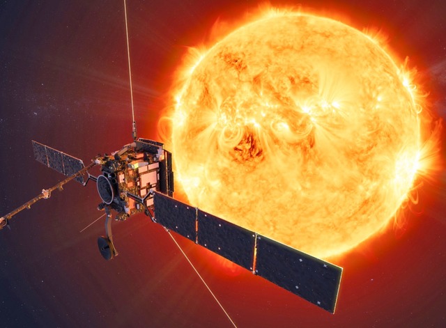 Die ESA- Raumsonde Solar Orbiter im Anflug auf die Sonne (Illustration)  | Foto: ESA