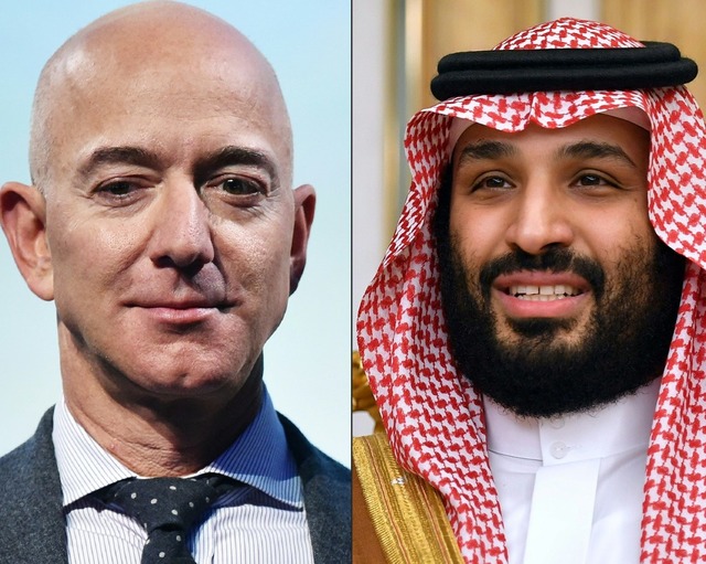 Unternehmer Jeff Bezos (links) und Kronprinz Mohammed bin Salman  | Foto: MANDEL NGAN (AFP)