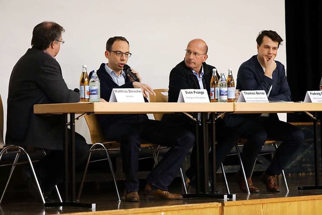 Matthias Drescher (von links), Sven Pr...rrer und Padraig Elsner auf dem Podium  | Foto: Christoph Breithaupt