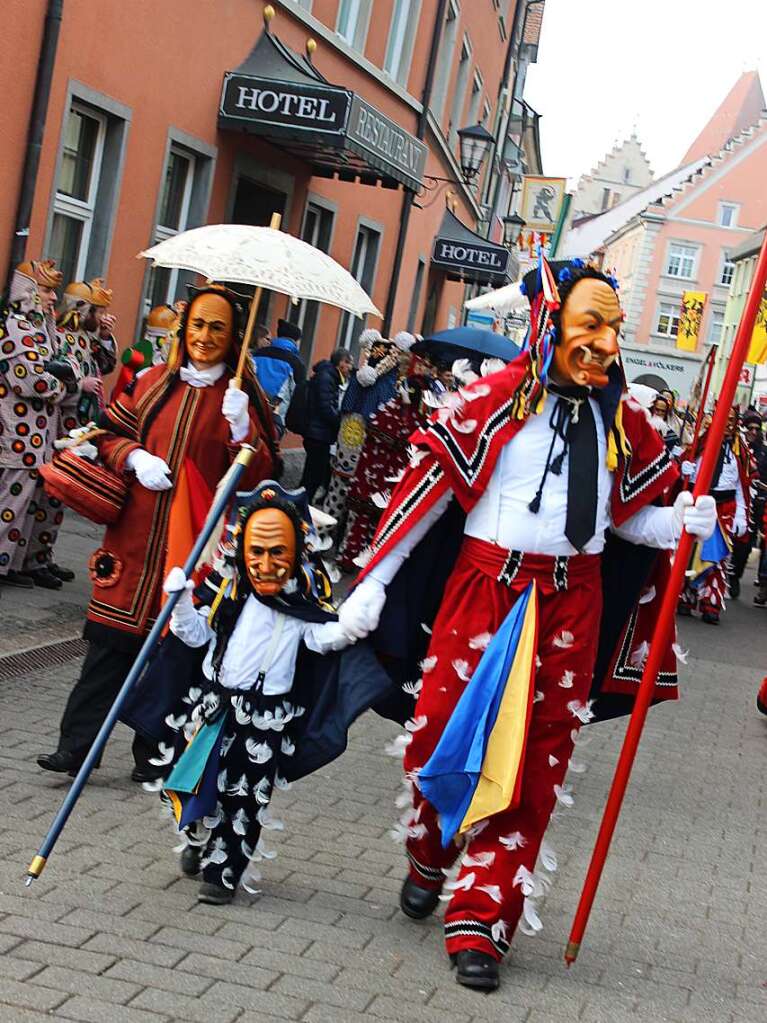 Impressionen vom Narrentag der Znfte des Viererbunds in berlingen mit Nacht- und Tagumzug, Schwertletanz und frhlichem, bunten Treiben in der alten Stadt am Bodensee.