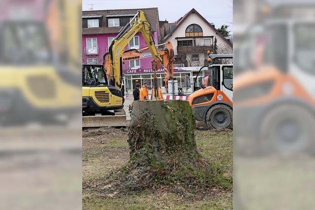 Bauarbeiten fr das Hotel am Kurpark in Bad Krozingen haben begonnen