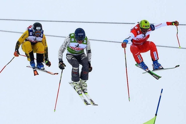 Spektakulr &#8211; Skicross. In diese...er Weltcup am Feldberg allerdings aus.  | Foto: Patrick Seeger