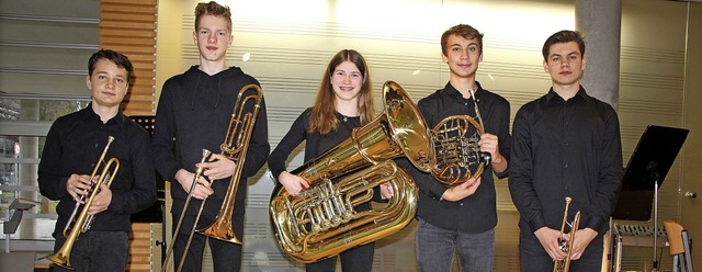 Das Quintett Youth Brass mit Pirmin Sc...b von &#8222;Jugend Musiziert&#8220;.   | Foto: suedkurier