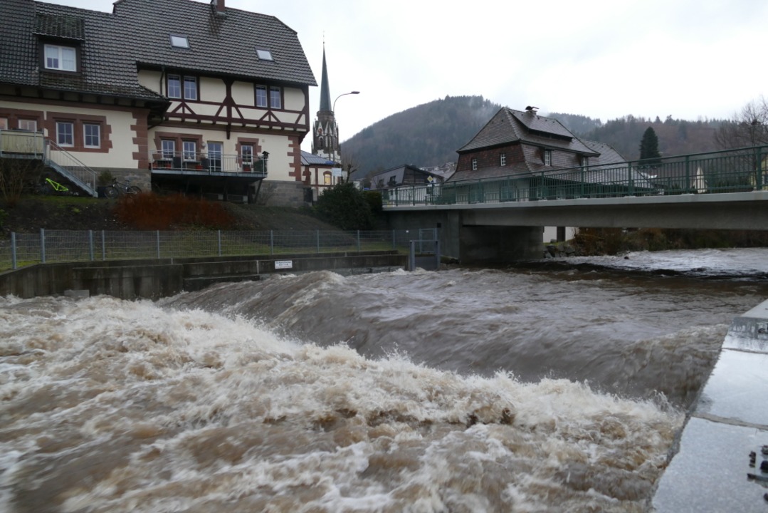 Die Wiese im Oberen Wiesental hat Hochwasser.  | Foto: Sattelberger